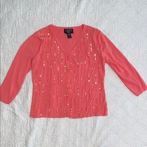 Finity Coral Sequin Women's Top